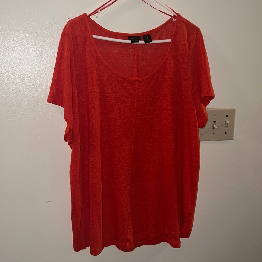 Tahari 100% linen blouse size 1XL